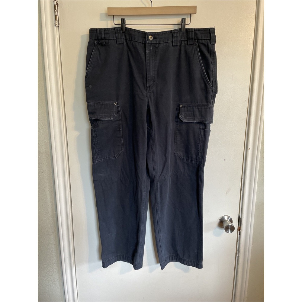 Duluth Trading Company Heavy Canvas Cargo Pants Workwear Men's 42x32 Navy Pants‎
